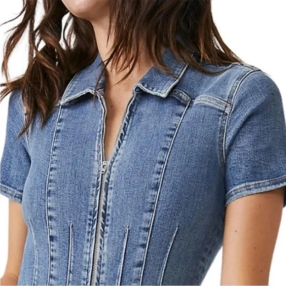 Free People Jayde Flair Jumpsuit Denim Jumpsuit Iron Black - Picture 3 of 7